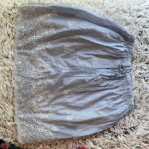 Welove Fashion 100% Cotton Striped Embroidered Skirt